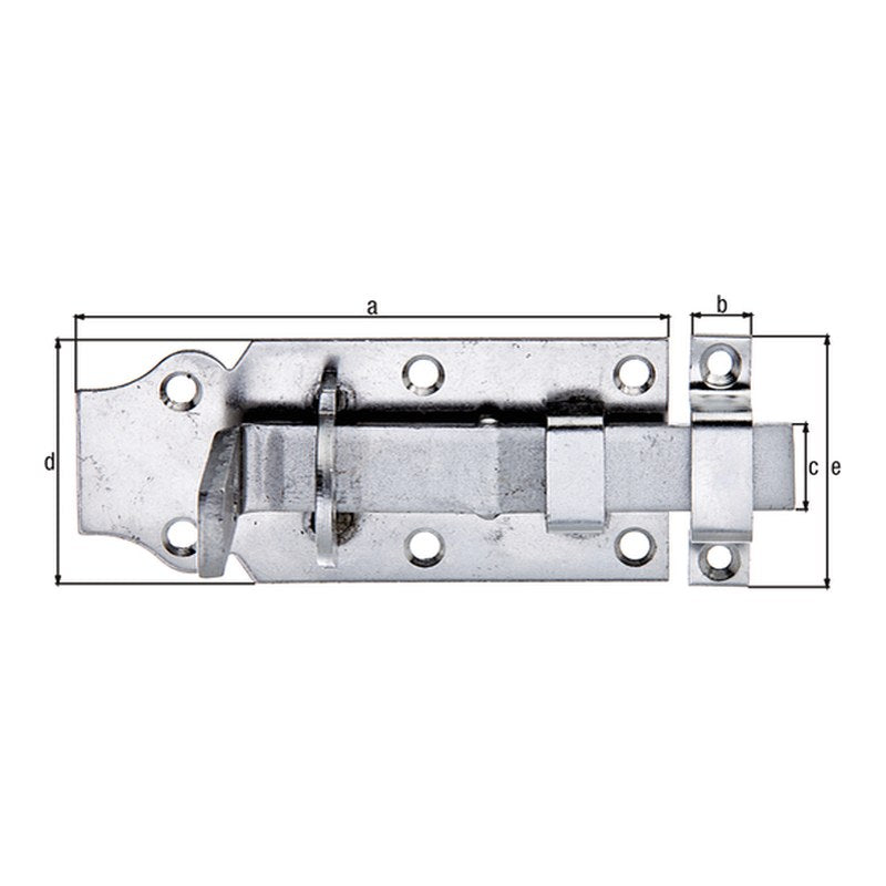 Schlossriegel gerade mit Schlaufe 100 mm Edelstahl – flacher Griff, Plattenbreite 45 mm