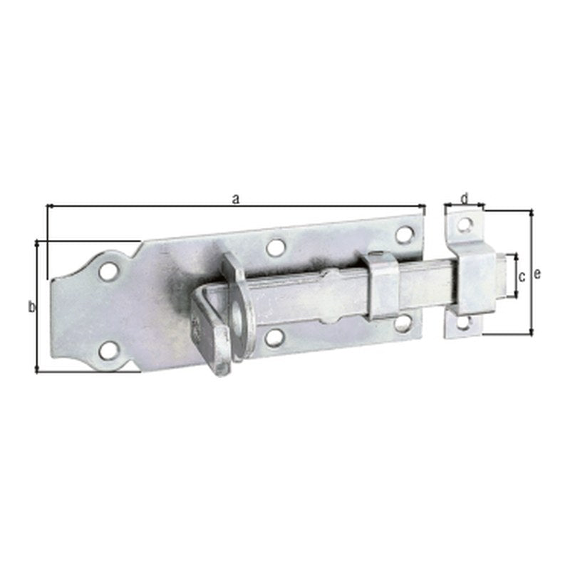 Schlossriegel gerade mit Schlaufe 100 mm verzinkt dickschichtpassiviert – flacher Griff