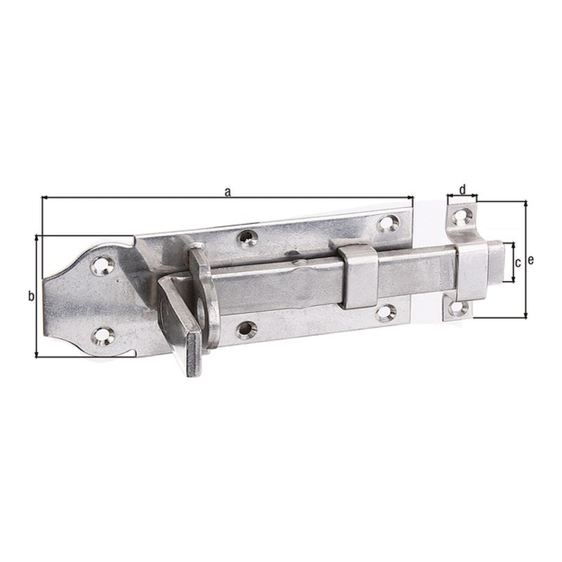 Schlossriegel gerade mit Schlaufe 120 mm Edelstahl – flacher Griff, Plattenbreite 45 mm