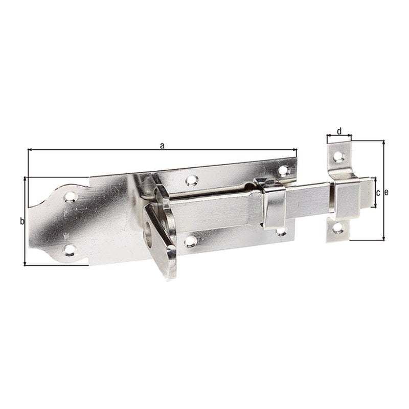 Schlossriegel gerade mit Schlaufe 140 mm Edelstahl – flacher Griff, Plattenbreite 52 mm