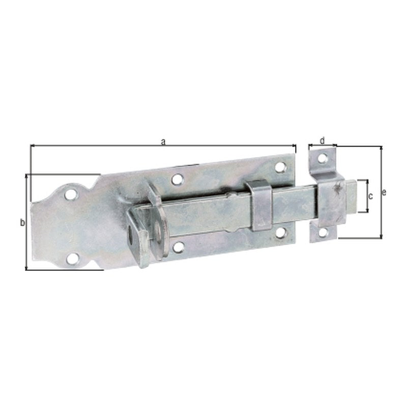 Schlossriegel gerade mit Schlaufe 140 mm verzinkt dickschichtpassiviert – flacher Griff