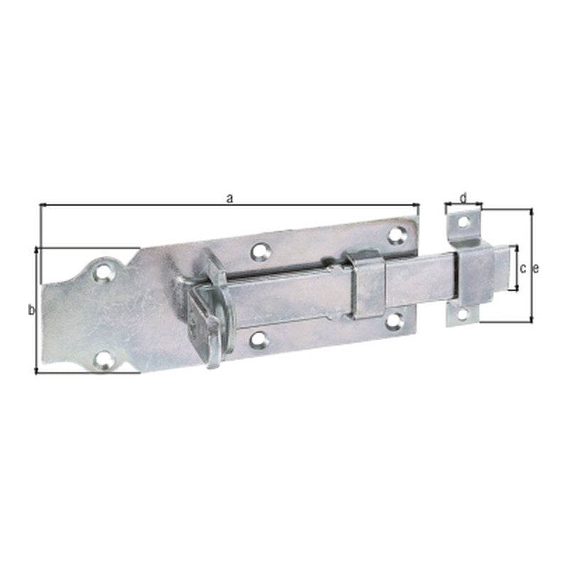 Schlossriegel gerade mit Schlaufe 160 mm verzinkt dickschichtpassiviert – flacher Griff
