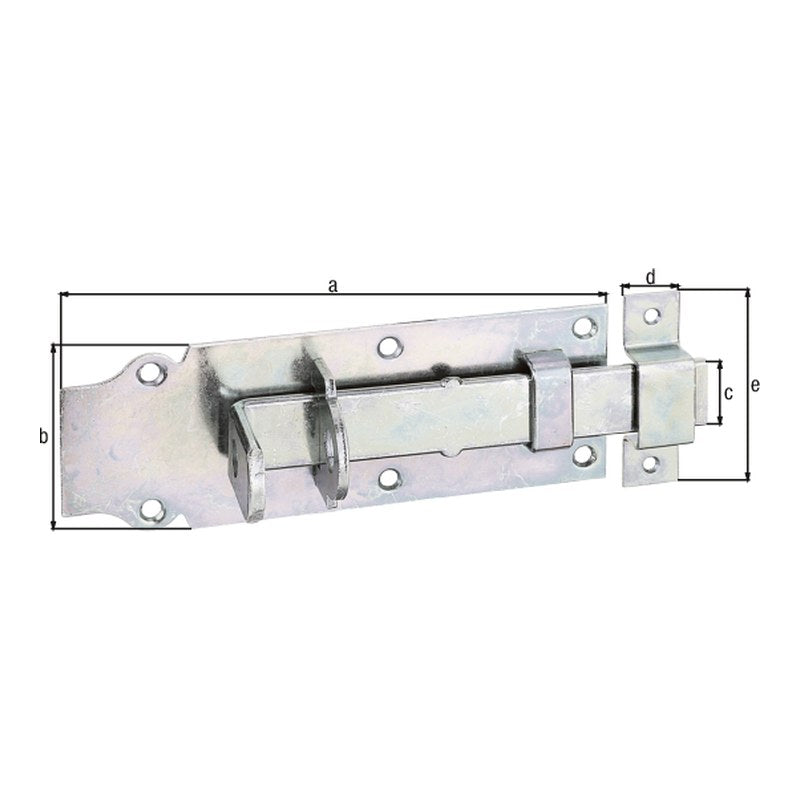 Schlossriegel gerade mit Schlaufe 180 mm verzinkt dickschichtpassiviert – flacher Griff