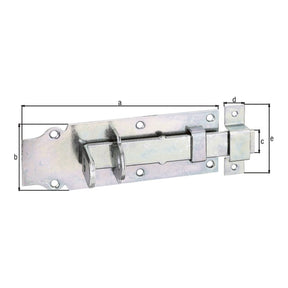 Schlossriegel gerade mit Schlaufe 180 mm verzinkt dickschichtpassiviert – flacher Griff