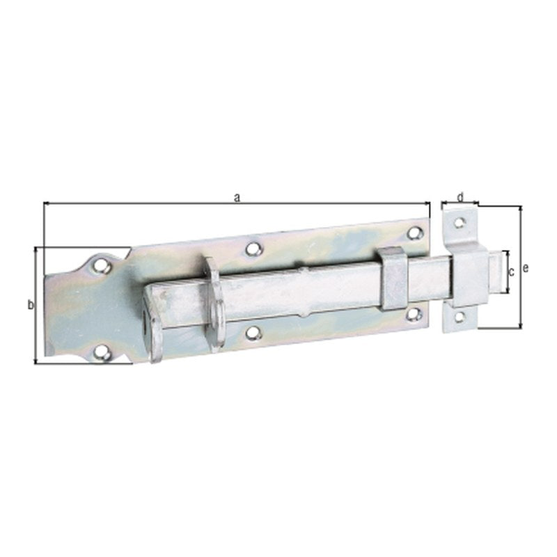 Schlossriegel gerade mit Schlaufe 200 mm verzinkt dickschichtpassiviert – flacher Griff