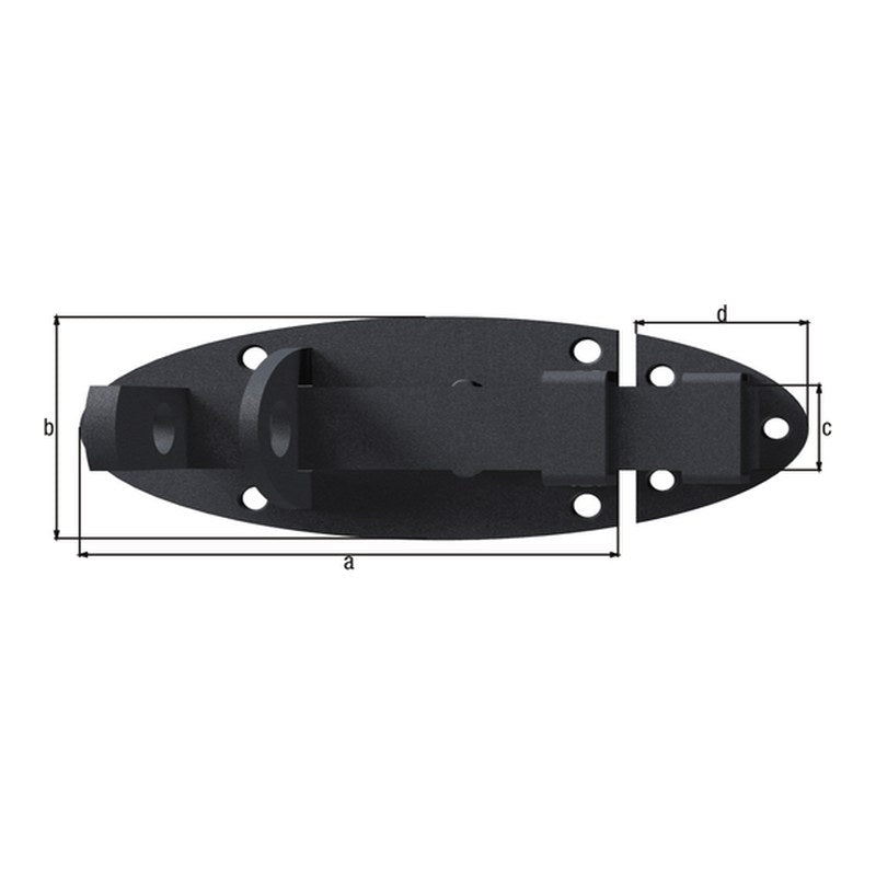 Schlossriegel Ovado 90 mm graphitgrau – flacher Griff, Plattenbreite 44 mm