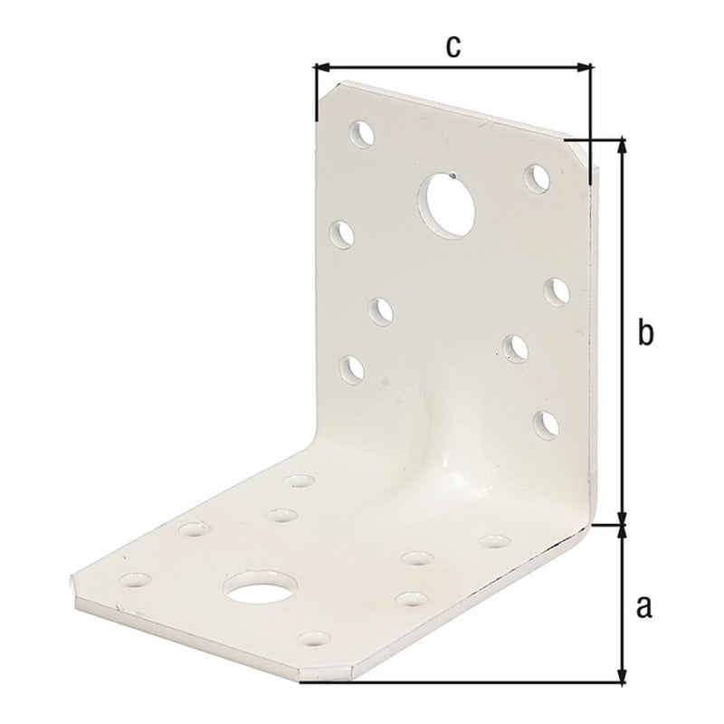 Schwerlast-Winkelverbinder mit Sicke 70 x 70 x 55 mm weiß – CE nach ETA-08/0165, 2,50 mm stark