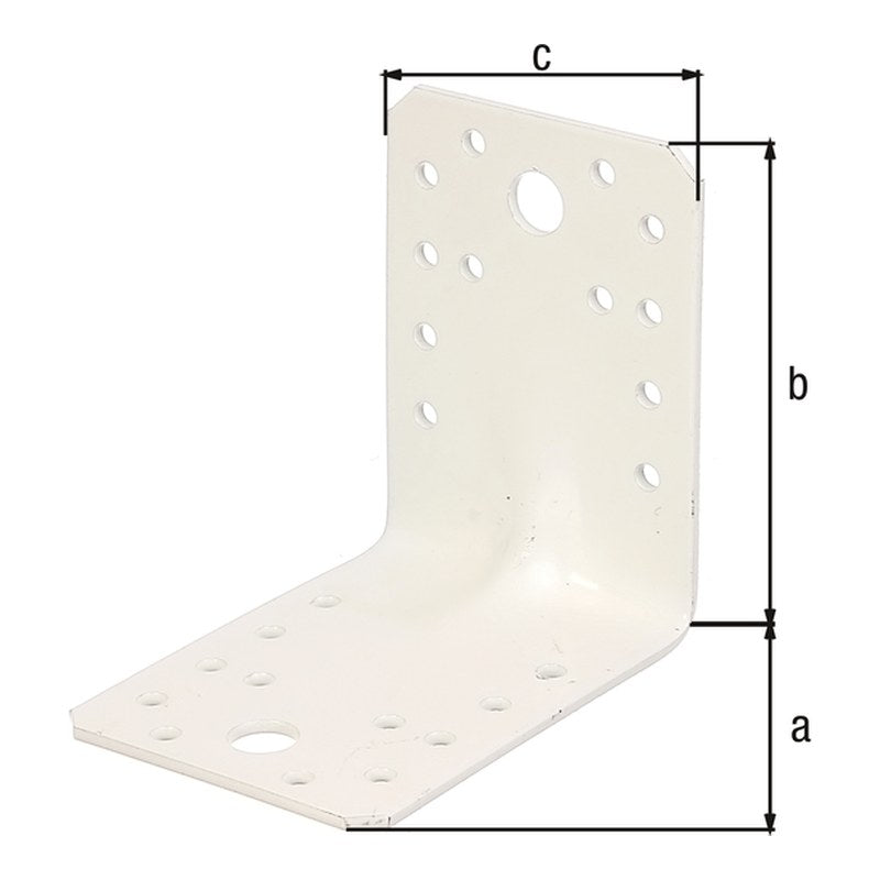 Schwerlast-Winkelverbinder mit Sicke 90 x 90 x 65 mm weiß – CE nach ETA-08/0165, 2,50 mm stark