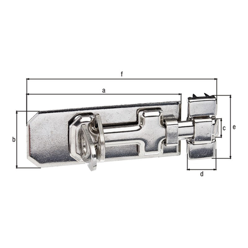 Sicherheits-Schlossriegel gerade mit Schlaufe 100 mm Edelstahl – flacher Griff, Plattenbreite 40 mm