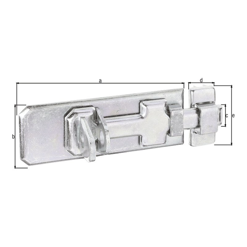 Sicherheits-Schlossriegel gerade mit Schlaufe 140 mm gelb verzinkt – flacher Griff