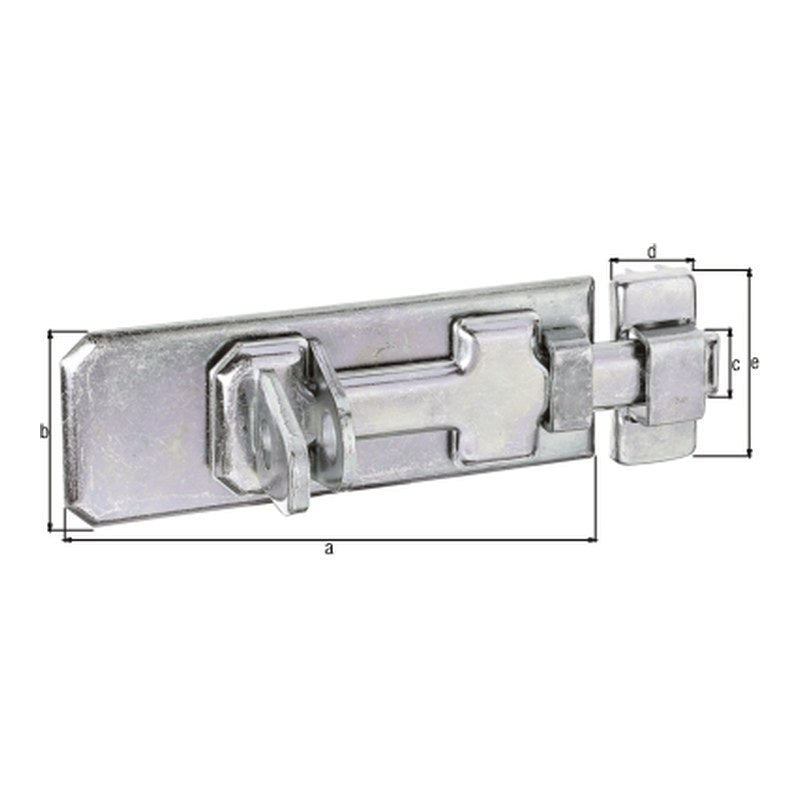 Sicherheits-Schlossriegel gerade mit Schlaufe 80 mm verzinkt dickschichtpassiviert – flacher Griff