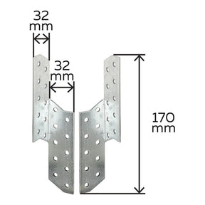 Sparren-Pfettenanker rechts und links 32 x 32 x 170 mm sendzimirverzinkt – CE nach ETA-08/0170