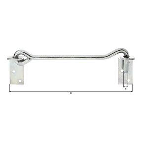 Sturmhaken mit Winkelplatten 280 mm gelb verzinkt – Haken Ø 12 mm, zum Anschrauben, 6 Löcher