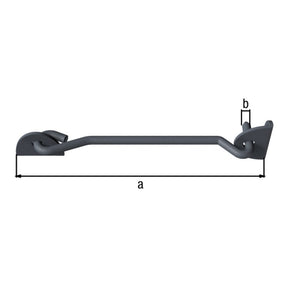 Sturmhaken Ovado mit Ösen auf Platten 233 mm graphitgrau – Haken Ø 8 mm, 4 Löcher