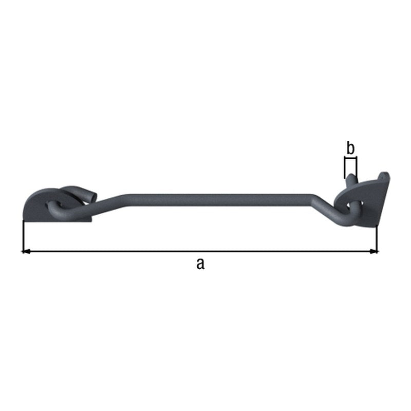 Sturmhaken Ovado mit Ösen auf Platten 233 mm graphitgrau – Haken Ø 8 mm, 4 Löcher