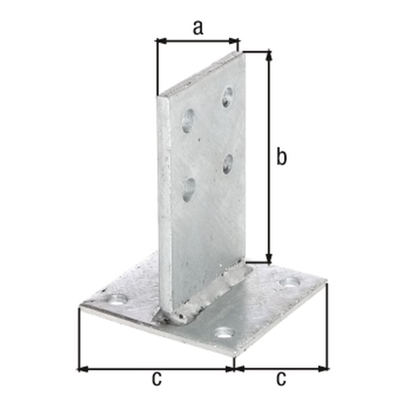 T-Pfostenträger mit Steg Typ 399 80 x 130 mm feuerverzinkt – zum Aufschrauben, Steg 8 mm stark