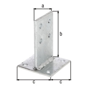 T-Pfostenträger mit Steg Typ 399 80 x 130 mm feuerverzinkt – zum Aufschrauben, Steg 8 mm stark
