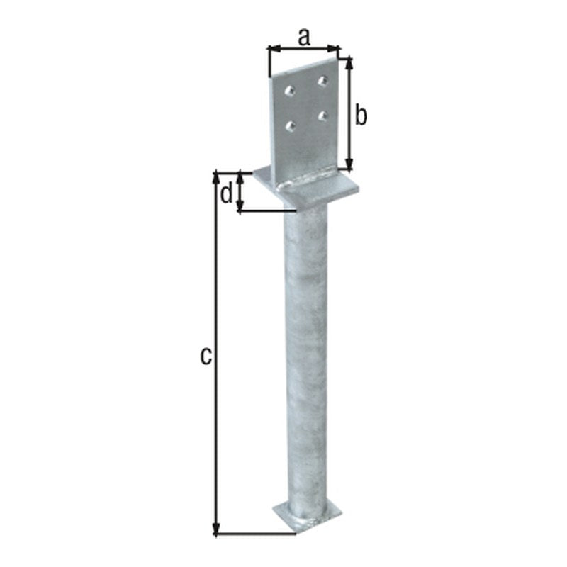 T-Pfostenträger mit Steg 80 x 130 mm feuerverzinkt – zum Einbetonieren, Betonanker 500 mm