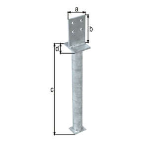 T-Pfostenträger mit Steg 80 x 130 mm feuerverzinkt – zum Einbetonieren, Betonanker 500 mm