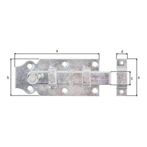 Türriegel gerade mit Schlaufe 100 mm gelb verzinkt – Knopfgriff, Plattenbreite 44 mm