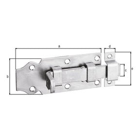 Türriegel gerade mit Schlaufe 100 mm gelb verzinkt – flacher Griff, Plattenbreite 44 mm