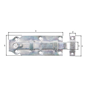 Türriegel gerade mit Schlaufe 120 mm gelb verzinkt – Knopfgriff, Plattenbreite 44 mm