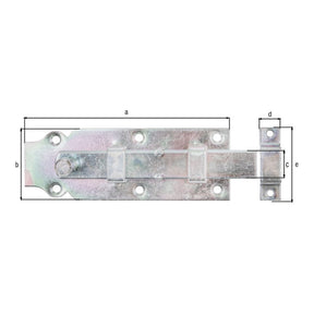 Türriegel gerade mit Schlaufe 160 mm gelb verzinkt – Knopfgriff, Plattenbreite 56 mm