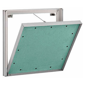 VarioStar befliesbare Revisionsklappe mit Aluminiumrahmen – geöffnet mit Einlage