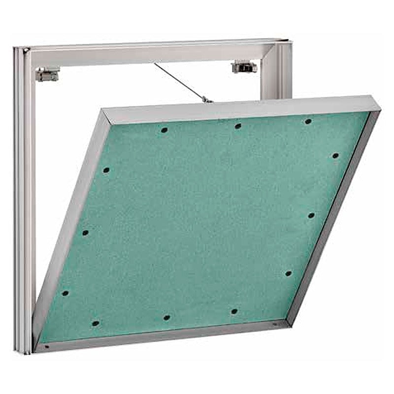 VarioStar befliesbare Revisionsklappe mit Aluminiumrahmen – geöffnet mit Einlage