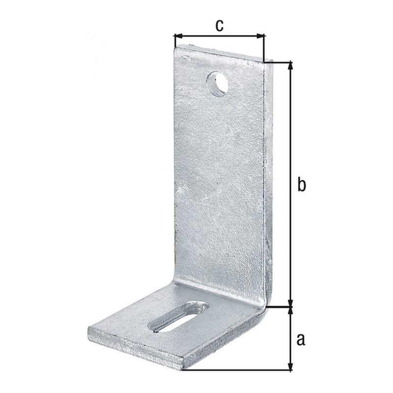 Verstellwinkel 80 x 150 x 60 mm feuerverzinkt – für Betonbefestigungen, 8 mm stark