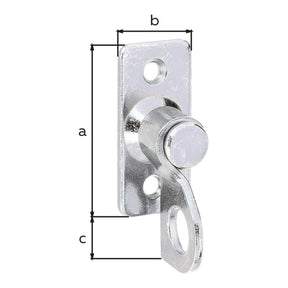 Vorreiber auf Platte 45 x 20 mm gelb verzinkt – 2 Löcher, Abstand Platte - Vorreiber 4,5 mm