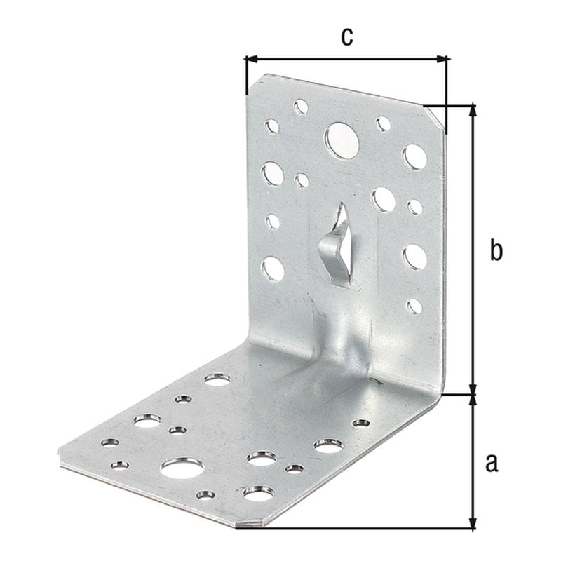 Winkelverbinder mit Sicke und Fixierkralle zum Einschlagen 90 x 90 x 65 mm sendzimirverzinkt