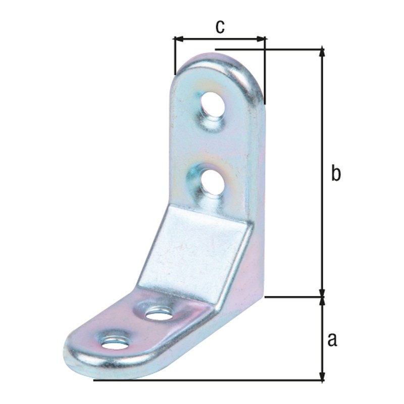 Zierwinkel geprägt 50 x 50 x 20 mm gelb verzinkt – 1 mm stark, 4 Löcher