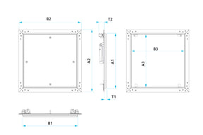 AluNova Revisionsklappe - mit GK-Einlage für Wand und Decke - Abmessungen