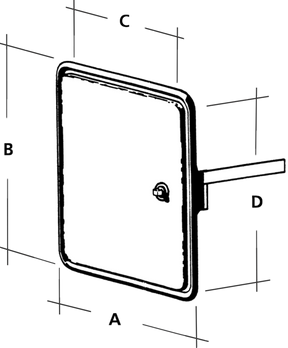 Kamintür mit Vierkantverschluss - weiß beschichtet - Abmessungen