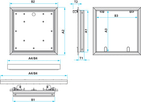 Alumatic Safe 90 Revisionsklappe - mit Beplankungsstärke für die Decke - Massangabe
